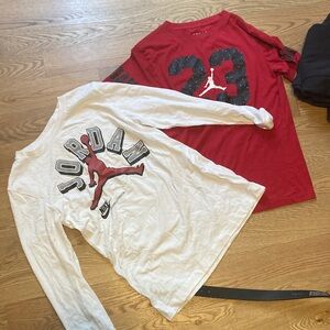 Jordan Kids Long Sleeve Tees - White and Red